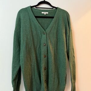 Madewell Green Button-Up Cardigan Sweater